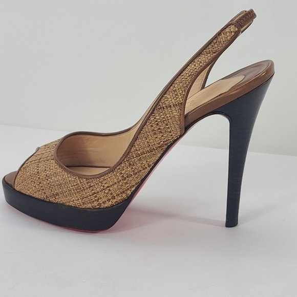 ChristianLouboutin Slingback Heels Brown Size 37.5EU